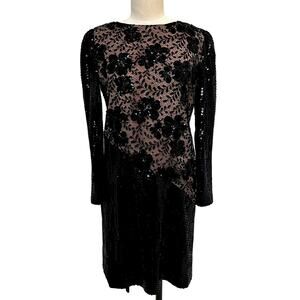 Anthony Muto Moroci New York Vintage Sequin Black Dress Medium LBD